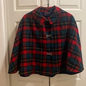 Pendleton Red Plaid Aratta wool cape